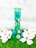 Tiffany Blue Dried Floral Glass Water Pipe/Bong
