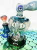 Tataoo 6.5in Blue Green Octopus Shower Head Perc Glass Hand Pipe/Dab Rig