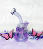 Purple Butterfly Iridescent 8 Inch Water Pipe/Dab Rig