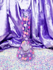 Purple Daisies & Cherries 8in Glass Water Pipe/Bonge