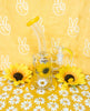 Yellow Daisies Dried Floral Glass Water Pipe/Rig