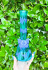 Blue butterfly beaker bong 10" on green background