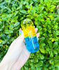 Yellow Blue Glycerin Pill Glass Hand Pipe