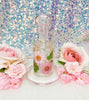Pink Floral Pink Bent Neck Glass Water Hand Pipe/Dab Rig