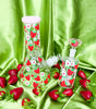 Pink Strawberry Daisies 10in Glass Water Pipe/Bong