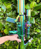 Green Metallic Iridescent Assault Rifle Glass Water Pipe/Bong