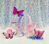 Milky Pink Purple Butterflies Glass Water Pipe/Dab Rig