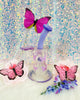 Milky Pink Purple Butterflies Glass Water Pipe/Dab Rig