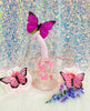 Milky Pink Purple Butterflies Glass Water Pipe/Dab Rig