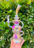 Iridescent Orb Dried Floral Recycler Glass Water Pipe/Dab Rig