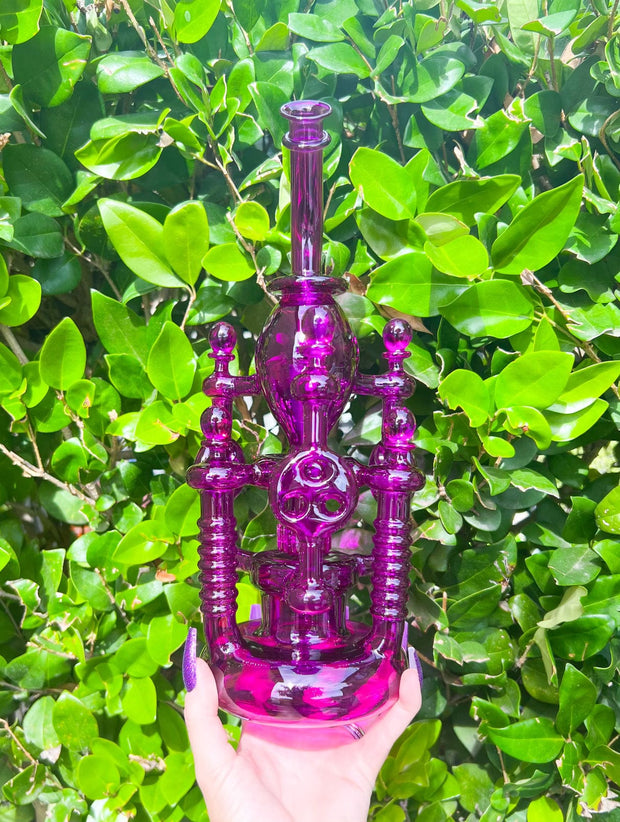 Fuchsia Princess Tower Recycler Glass Water Pipe/Dab Rig