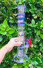 Lotus 16in Purple Wig Wag Double Tree Perc Glass Water Pipe/Dab Rig