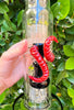 Lotus 16in Black Green Wig Wag Double Tree Perc Glass Water Pipe/Dab Rig