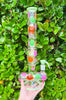 Milky Green 16 Inch Dried Floral Triple Perc Glass Water Pipe/Dab Rig