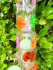 Milky Green 16 Inch Dried Floral Triple Perc Glass Water Pipe/Dab Rig