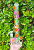 Milky Green 16 Inch Dried Floral Triple Perc Glass Water Pipe/Dab Rig