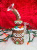 Angry Green Gingerbread Man Fiend Bent Neck Glass Water Pipe/Rig