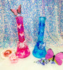 Pink or Blue 10" butterfly beaker bong side by side photo