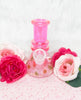Pink mini iridescent bongs with real dried pressed flowers