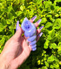Purple sea shell hand pipe on green background