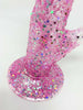 Glitzy Glitter 10in Straight Tube Glass Water Pipe/Bong