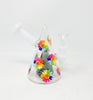 Rainbow Daisy Dried Floral Pyramid Honeycomb Perc Glass Water Hand Pipe/Dab Rig