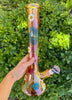 Iridescent Amber Dried Floral 14in Beaker Glass Water Pipe/Bong
