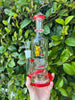 Red Smokemon 10in Double Perc Glass Water Pipe/Dab Rig