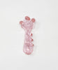 Clear Glass Pink Swirls with Pink Knuckles Glass Hand Pipe