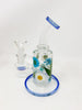 Blue Dried Flowers Bent Neck Glass Water Hand Pipe/Dab Rig