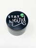 Stay Weird Alien Herb Grinder Custom Black Spice Grinder 4 Piece 55mm W/ Cleaning Tool