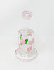 Pink Roses Bent Neck Glass Water Hand Pipe/Dab Rig
