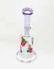 Pink Roses Bent Neck Glass Water Hand Pipe/Dab Rig