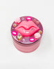 Pink Herb Grinder Valentines Lips Crystal Custom 4 Piece 55mm W/ Cleaning Tool