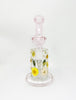 Pink StayLit Dried Flowers 9in Bent Neck Glass Water Hand Pipe/Dab Rig