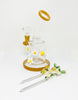 Retro Daisies Yellow 8in Glass Water Pipe/Dab Rig