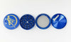 Blue Herb Grinder Gold Holographic Moon Crystal 4 Piece 55mm W/ Cleaning Tool