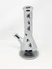 Silver Metallic Weed Leaves Beaker Glass Water Pipe 8.5in Bong
