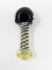 Yellow Dichro Swirl Black Head Glass Hand Pipe