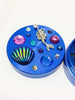 Blue Herb Grinder Mermaid Shell Swarovski Crystal 4 Piece 55mm W/ Cleaning Tool