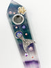 Rainbow Fluorite Crystal Hand Pipe Mermaid Starfish