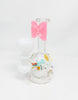 6.5in Pink Rainbow Cloud Rhinestone Bow Glass Hand Pipe/Bong/Dab Rig