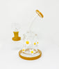 Retro Daisies Yellow 8in Glass Water Pipe/Dab Rig