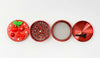 Herb Grinder Red Cherries Swarovski Crystals Weed Grinder 4 Piece 55mm W/ Cleaning Tool