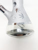 Silver Metallic Weed Leaves Beaker Glass Water Pipe 8.5in Bong