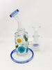 Blue Dried Flowers Bent Neck Glass Water Hand Pipe/Dab Rig