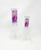 Pink Purple Marble Beaker Glass Water Pipe/Bong