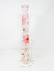 Pink White Daisies 18in Double Perc Glass Water Pipe/Dab Rig