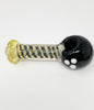 Yellow Dichro Swirl Black Head Glass Hand Pipe