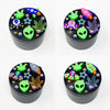 Alien Space Attack Herb Grinder Custom Black Spice Grinder 4 Piece 55mm W/ Cleaning Tool